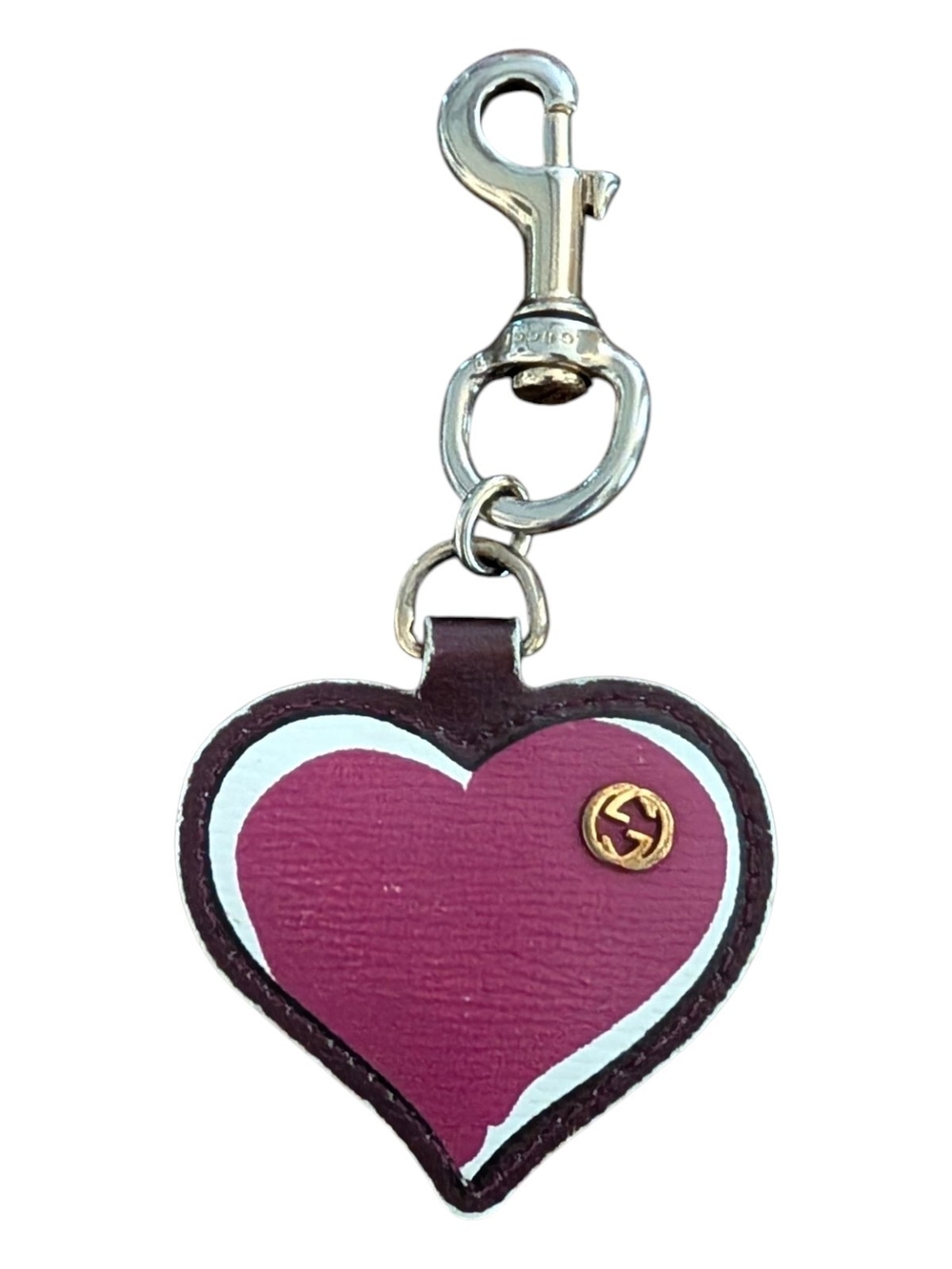 Gucci Interlocking G Leather Heart Keychain Bag Charm - EUC!